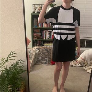 adidas Black and White Graphic Casual Dress